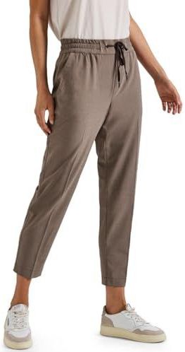 Street One Dames Lichtgewicht jacquard broek in Bruin, in size: 32