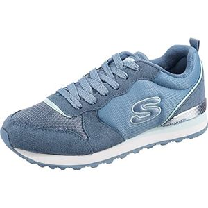 Skechers 155287 sneakers voor dames, Slate Suede Mesh Duraleather, lichtblauwe rand, 40 EU