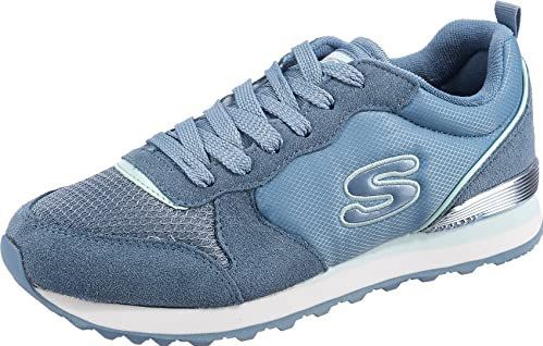 Skechers 155287 sneakers voor dames, Slate Suede Mesh Duraleather, lichtblauwe rand, 38 EU