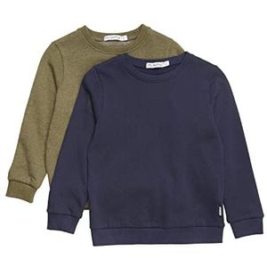 MINYMO Unisex Kids Sweatshirt Boys (2-pack) Shirt, Dark Olive, 98, dark olive