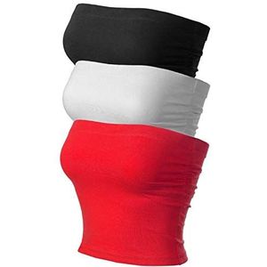 MixMatchy Damestop met ingewerkte bh, casual zomerse top met ruches aan de zijkant, open rug en dubbele laag, set van 3, S