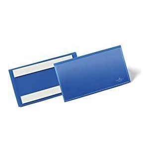 Durable 176207 Zelfklevende documenthouder, voor etiketten 150 x 67 mm, verpakking 50 stuks, donkerblauw.