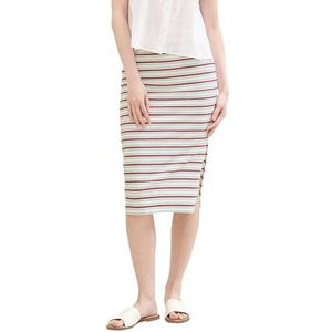 TOM TAILOR Denim Dames midi-rok met strepen, 35338 - Wit Multicolor Streep, XS