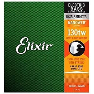 Elixir® Strings vijfde vernikkelde stalen snaar voor basgitaar met NANOWEB®-Coating, extra lange nek, licht B taperwound (.130)