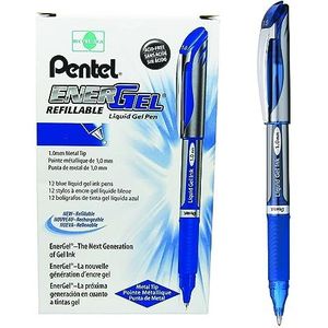 Pentel BL60-C EnerGel Gel rollerball met dop 0,5 mm, 12 stuks, blauw