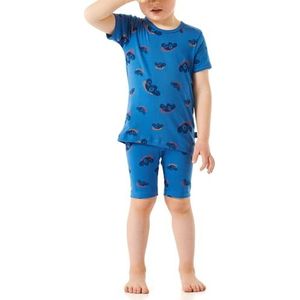 Schiesser Jongens pyjama set pyjama kort 100% biologisch katoen maat 92 tot 140 pyjama set, blauw_181065, 128, Blauw_181065, 128 cm