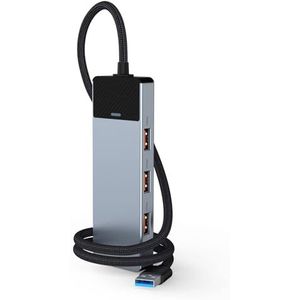 USB-hub, USB-dockingstation, USB 3.2 hub met 5 GBPS, ultradunne draagbare data-hub, 4-in-1 USB-hub met 4 x USB 3.2, compatibel met Windows, macOS, Linux en Chrome OS-systemen