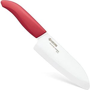 KYOCERA GEN COLOUR Santoku keramisch mes FK-140WH-RD Santoku mes met extreem scherp keramisch lemmet voor absoluut nauwkeurige sneden. Kleur handvat: rood. Lengte lemmet: 14 cm