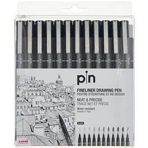 Uni Pin Fineliner Drawing Pen Set 12 Zwart