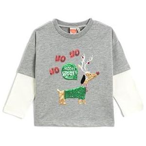 Koton Babyboys Christmas Thema Long Double Layer Sleeve Sequined Detail Crew Neck T-shirt, Gri Melange Desenli (gra), 12-18 Maanden