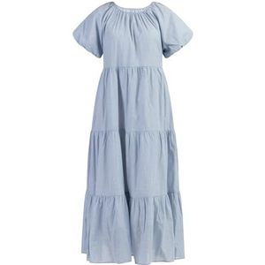 YUKA dames maxi-jurk jurk, Lichtblauwe dunne strepen, S