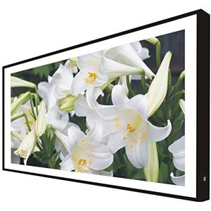 Afbeelding met houten frame, zwart gelakt, achtergrondverlichting, bloemen: Azucena