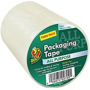 Duck Tape Multifunctionele plakband, transparant, 50 mm x 25 m, voor pakketten, dozen, pakketten, sterke en veilige kleefafdichting.