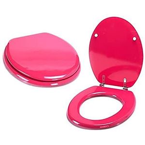 MSV Toiletzitting deksel MDF houten kern ""Pink"" scharnieren van roestvrij staal - hoogwaardige en stabiele kwaliteit