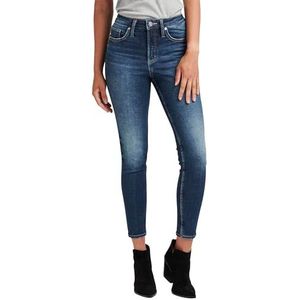 Silver Jeans Co. Women's Infinite Fit High Rise Skinny Leg Jeans, Indigo INF301, Small/27"" Inseam