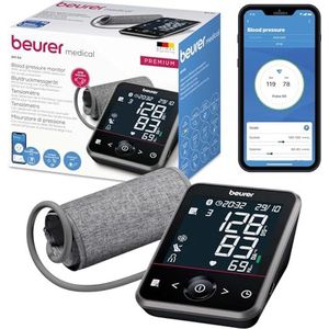 Beurer BM 64 bloeddrukmeter voor de bovenarm, herkenning van boezemfibrilleren (AFib), beroertes te voorkomen, app-koppeling, gepatenteerde rustindicator, manchet voor een bovenarmomtrek van 22-42 cm