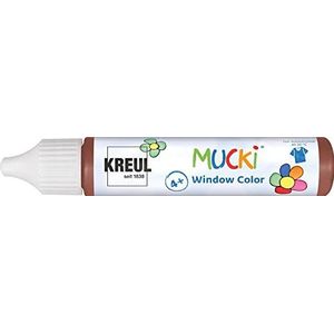 KREUL 24416 - Mucki Window Color, donkerbruin, 29 ml Pen, raamverf op waterbasis, parabeenvrij, glutenvrij, lactosevrij, veganistisch, makkelijk te schilderen, wast uit