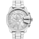 Diesel Reloj para hombre Mega Chief de acero inoxidable blanco con cronógrafo, DZ4660