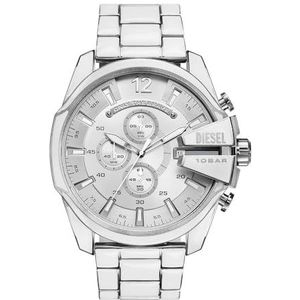 Diesel Chief Series horloge voor heren, chronograaf uurwerk met siliconen, roestvrij stalen of leren horlogeband, Zilvertint, 51MM
