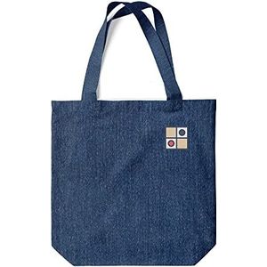 Green Fish Denim bedrukte boodschappentas, herbruikbaar, jeanstas, machinewasbaar, opvouwbaar, stoffen tas met twee lange hengsels, 38 x 42 cm, multicolor, Eén maat, hedendaags