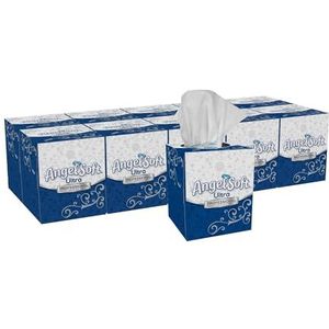 Angel Soft Ultra Professional Series 2-laags gezichtsweefsel van GP PRO (Georgia-Pacific), kubusdoos, 4636014, 96 vellen per doos, 10 dozen per doos
