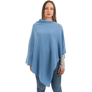 Dalle Piane Cashmere - Poncho van gemengd kasjmier - Made in Italy - Dames, Kleur: Lichtblauw