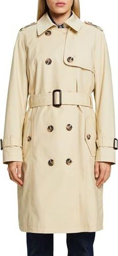 ESPRIT - Lange Trenchcoat - Beige - Polyester