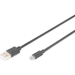 DIGITUS USB 2.0 aansluitkabel - 1.0 m - USB A (St) naar USB Micro B (St) - 480 Mbit/s - aansluitkabel - zwart