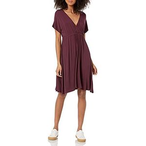 Amazon Essentials Women's Jurk in surplice-model (verkrijgbaar in grote maten), Bordeauxrood, XXL