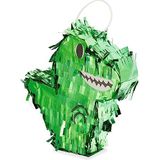 Relaxdays mini pinata dino, dinosaurus piñata, zelf opvullen, verjaardagspinata, 21 x 20 x 5 cm, glanzend, groen