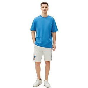 Koton Heren Basketbal Bedrukt Trekkoord Pocket Gedetailleerde Slim Fit Shorts, lichtgrijs (Krm), XL