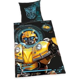 Herding beddengoed Transformers Bumblebee, kussensloop 80 x 80 cm, dekbedovertrek 135 x 200 cm, renforcé met kwaliteitsritssluiting
