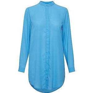 ICHI IHCELLANI Long SH2 lange blouse voor dames, lange mouwen, lange blouse met lange mouwen, losse pasvorm met verborgen knoopsluiting, opstaande kraag met �één knoop, Blithe (174336), 38