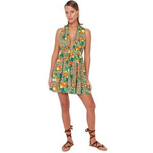 Trendyol Smock Regular fit geweven jurk voor dames, Oranje-veelkleurig, 66
