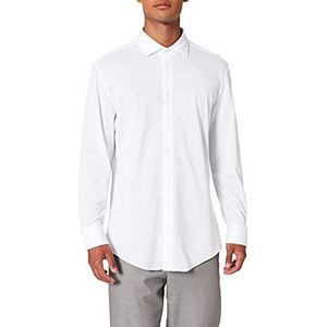 Seidensticker Zakelijk overhemd voor heren, strijkvrij hemd met smalle snit, slim fit, lange mouwen, kent kraag, 100% katoen, wit, 44