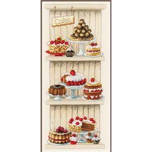 Vervaco Tählmuster Prachtige taartjes ttelpatroon verpakking borduurpakket in getelde kruissteek, katoen, Delicious Cakes, 17 x 37 cm