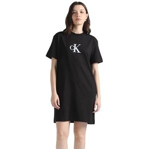 Calvin Klein Jeans Satijnen Ck T-shirtjurk voor dames, zwart., XS