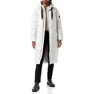 Mexx Dames Stretch Pu Hooded Midi Length Buffer Parka, lichtgrijs, L