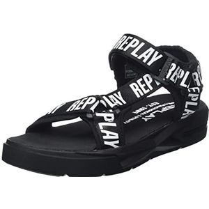 REPLAY Space Logo Platte sandalen voor heren, 003 zwart, 40 EU, 003 Black, 40 EU