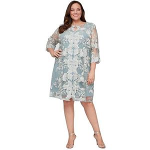 Alex Dames oversized midi-U-hals, etui-jurk met jasjurk voor speciale gelegenheden, Ice Sage, 46 NL