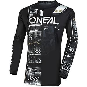 Oneal Element Attack Motocross Jersey voor kinderen, zwart/wit, 13-14 Jaar