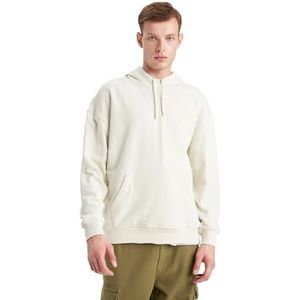 DeFacto Heren hoodie pullover - stijlvolle hoodie voor mannen - trendy herentrui met capuchon - hoodie voor mannen pullover met capuchon voor heren - comfortabele hoodies voor mannen, stone, L