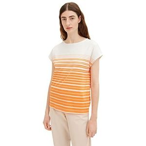 TOM TAILOR Dames T-shirt 1035480, 31575 - Orange Gradient Stripe, S