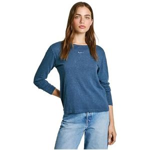 Pepe Jeans Floren T-shirt voor dames, Blauw (gewassen marineblauw), XS