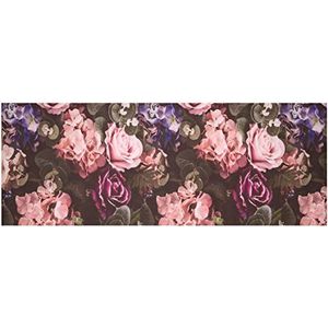Baroni Keukenloper van pvc, antislip, wasbaar, bloemen, roze, 60 x 180 cm