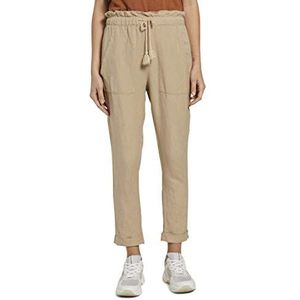 TOM TAILOR Dames Loose fit broek van linnenmix 1019431, 22201 - Cream Toffee, 34