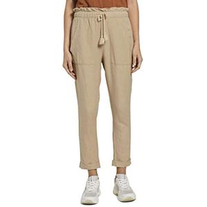 TOM TAILOR Dames Loose fit broek van linnenmix 1019431, 22201 - Cream Toffee, 34