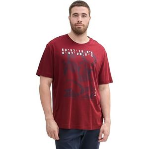 TOM TAILOR Heren Plussize T-shirt, 13721, bordeauxrood, 3XL