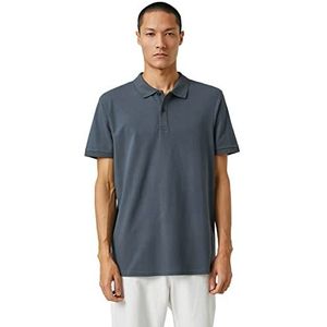 Koton Heren Basic T-shirt Polo Neck Pocket Gedetailleerd, Antraciet (Ant), XXL