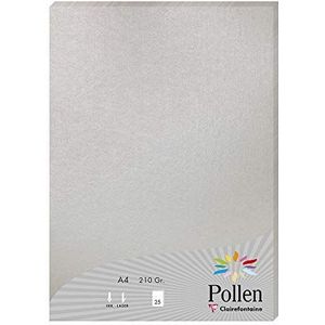 Clairefontaine 24389C verpakking met 25 vellen pollen, DIN A4, 210 x 297 mm, 210 g, parelmoer zilver